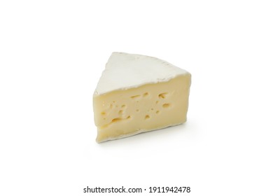 Delicious camembert cheese isolated on white background