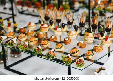 Set Beautiful Canapes On Black Stone Stock Photo 1718451397 | Shutterstock