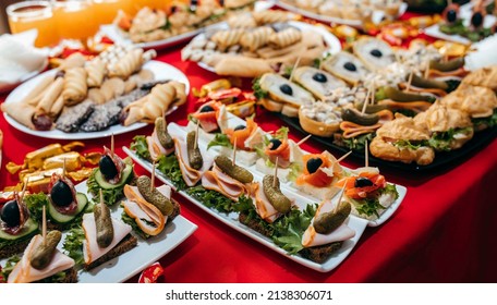 Delicious canapes as event dish in restaurant, close up - Shutterstock ID 2138306071