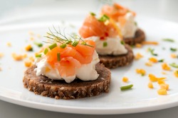 Delicious Canapes With Smoked Salmon And Cheese Cream 