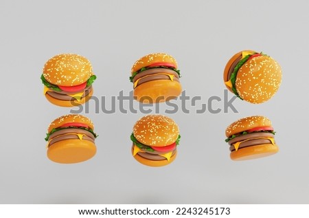 Delicious cheese burger icon 3d illustration on white background