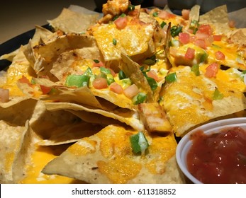 Delicious Cheesy Nachos With Salsa On The Side