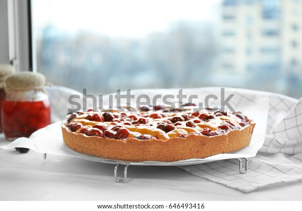 Delicious Cherry Pie On Windowsill Stock Photo Edit Now 646493416