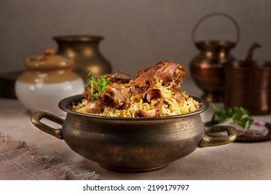 Delicious Chicken Biryani In Traditional Bowl