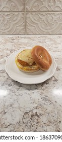 Delicious Chicken Egg Bacon And Pepper Jack Cheese Bagel Breakfast Sandwich 