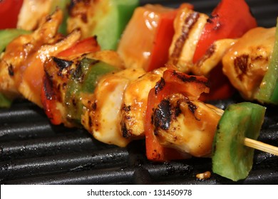 delicious chicken kebab on grill