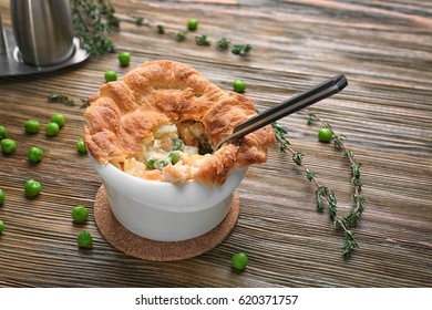 Delicious Chicken Pot Pie On Kitchen Table