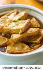 A Delicious Chinese Dish, Braised Tofu And Stuffed Meat In Claypot