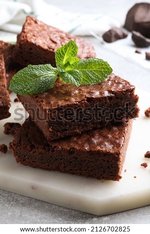 Similar – Schokoladenbrownie-Stücke auf Holz