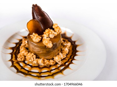 Delicious Chocolate Cake With Carmel And Popcorn