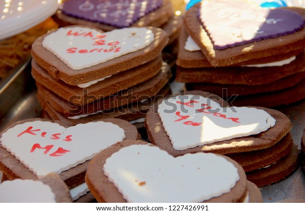 Delicious Chocolate Chip Cookies Heartshaped Gingerbread Stock Photo Edit Now 1227426991