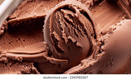 delicious chocolate ice cream texture, closeup photo