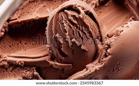 delicious chocolate ice cream texture, closeup photo