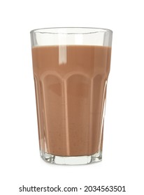 Delicious Chocolate Milk In Glass Isolated On White