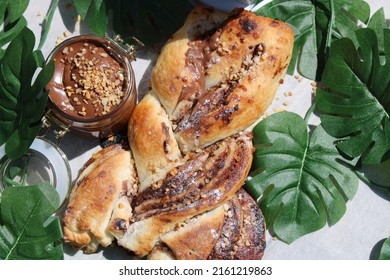 Delicious Chocolate Nutella Croissant With Nuts