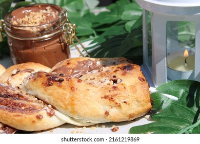 Delicious Chocolate Nutella Croissant With Nuts