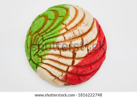 Delicious chocolate shell style bread with Mexican decoration, with sweet green, white and red color