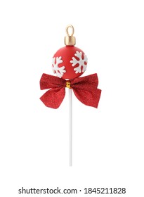 Delicious Christmas Ball Cake Pop Isolated On White