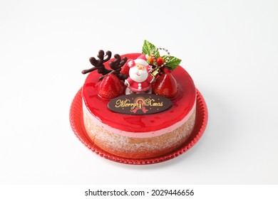 Delicious Christmas cake with strawberry cream