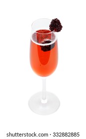 Delicious cocktail with champagne and currant liqueur called Kir Royal.