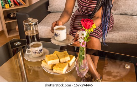 delicious coffee and cake in the afternoon - Shutterstock ID 1697294446