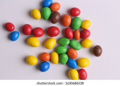 delicious colorful chocolate balls stuffed with peanut