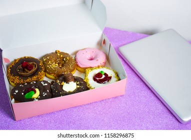 Delicious colorful donuts