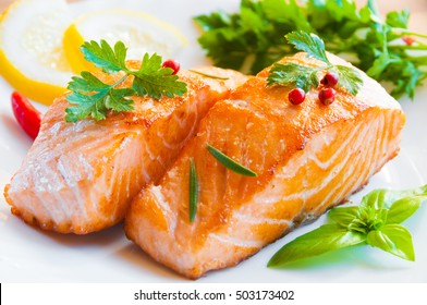 Delicious Cooked Salmon Fish Fillets