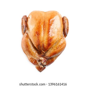 Delicious Cooked Whole Turkey On White Background, Top View