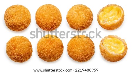Delicious crispy Cheese ball isolated on white background, Cheese ball or cheesy puffs on white With work path.