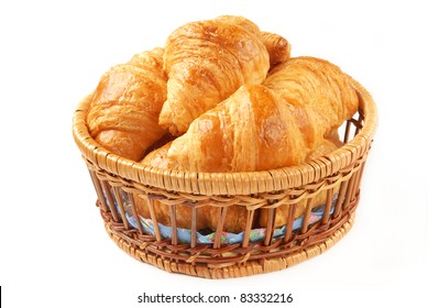 Delicious Croissants In A Basket