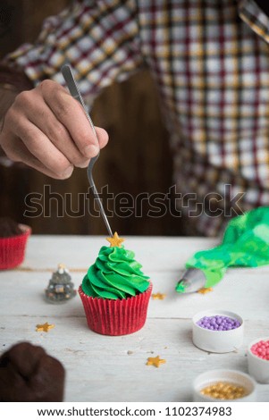 Image, Stock Photo cupcake christmas tree