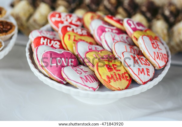 Delicious Cupcakes Cookies Text Wedding Reception Stock Photo