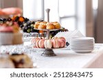 Delicious desserts, Sweet cakes, delicious eclairs, Table candies, mini cakes, Delicious wedding, holiday. Birthday, banquet table,