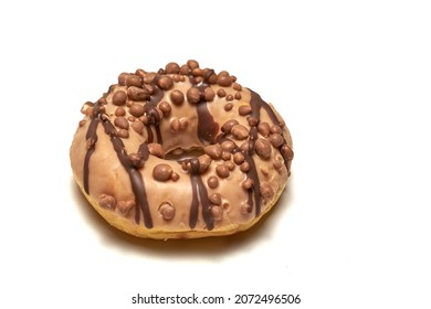 Delicious donut with caramel glazed, Isolated on white background. High quality photo