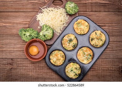 Delicious Egg Muffins Broccoli And Cheese. Concept Of Cooking.