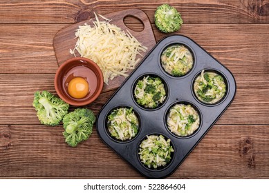 Delicious Egg Muffins Broccoli And Cheese. Concept Of Cooking.