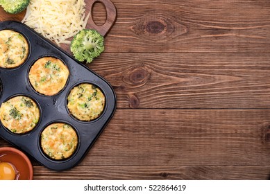 Delicious Egg Muffins Broccoli And Cheese. Concept Of Cooking.