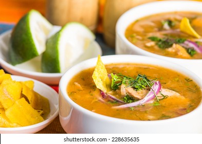 Delicious Encebollado Fish Stew From Ecuador Traditional Food National Dish Closeup