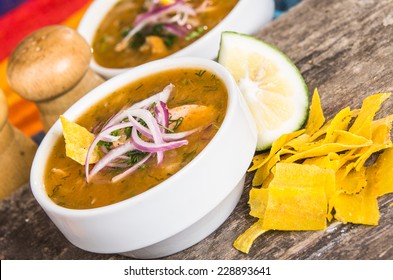 Delicious Encebollado Fish Stew From Ecuador Traditional Food National Dish Closeup