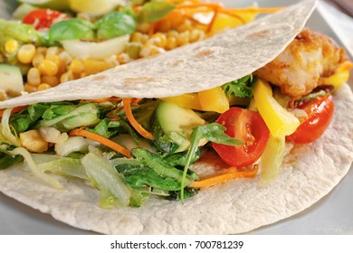 Delicious Fish Taco With Filling, Close Up