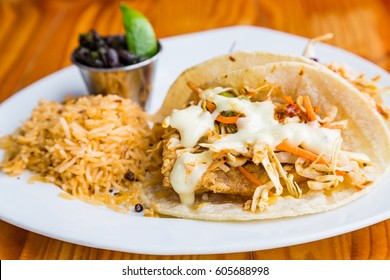 Delicious Fish Tacos Rice And Black Beans