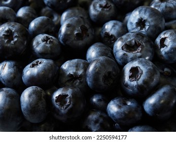 delicious fresh blueberries. background. close-up. selective focus. flat lay - Shutterstock ID 2250594177