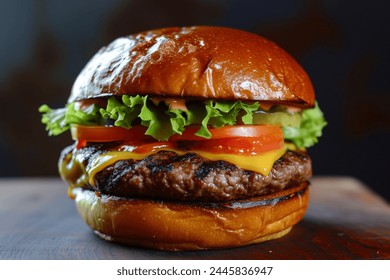 Delicious fresh cheeseburger with soft focus background. Fresh american kitchen. - Powered by Shutterstock