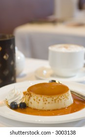 Delicious Fresh Flan Dessert Carmel Sauce And Espresso