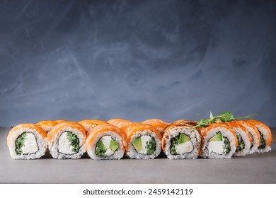 delicious fresh sushi roll philadelphia cheese with salmon eel cucumber and avocado. - Powered by Shutterstock