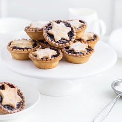 Delicious Fruit Mince Tarts For Christmas Dinner. White Background, Selective Focus