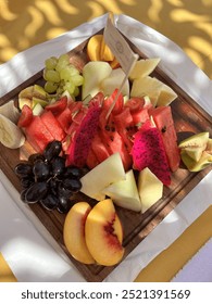 Delicious fruit platter at beach