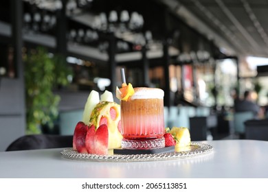 delicious fruity cocktail on the table