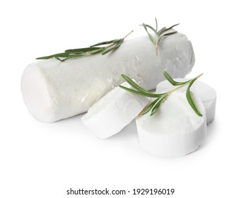 Delicious goat cheese with rosemary on white background - Powered by Shutterstock